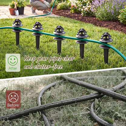 6 Packs 12 Inch Garden Hose Guide Stake Heavy Duty Cast Iron Hose Guides Spike Decorative Garden Stakes Protector for Lawn Yard - Keeping Hoses Away from Flower Beds(Classic Style)