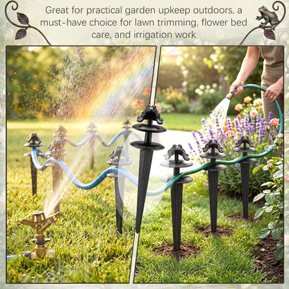 6 Packs 12 Inch Garden Hose Guide Stake Heavy Duty Cast Iron Hose Guides Spike Decorative Garden Stakes Protector for Lawn Yard - Keeping Hoses Away from Flower Beds(Classic Style)