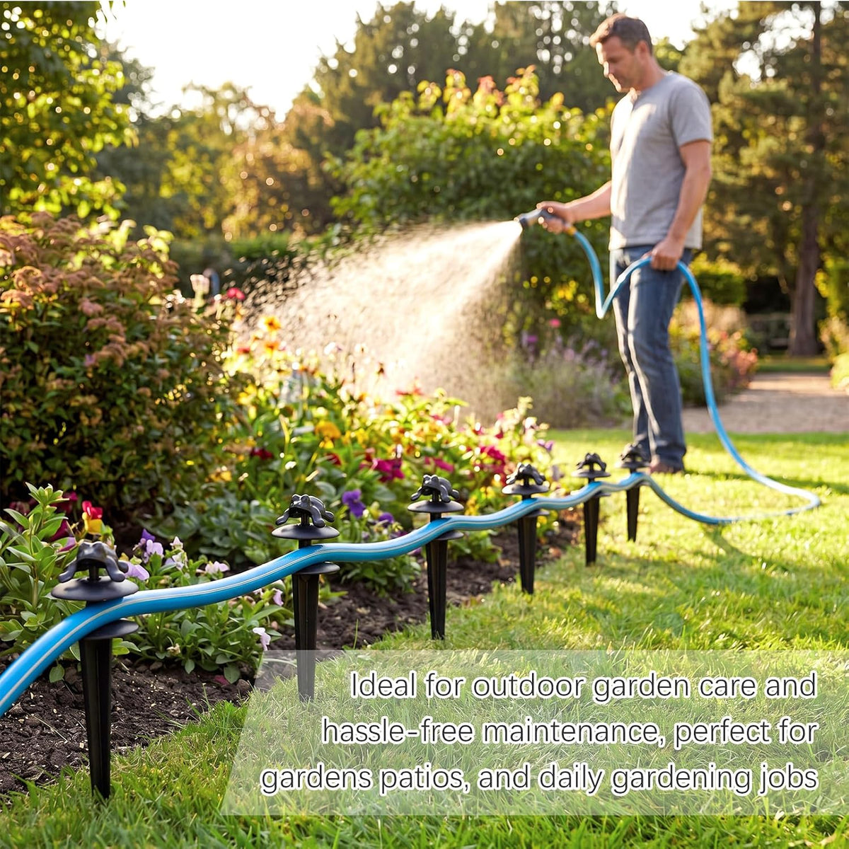 6 Packs 12 Inch Garden Hose Guide Stake Heavy Duty Cast Iron Hose Guides Spike Decorative Garden Stakes Protector for Lawn Yard - Keeping Hoses Away from Flower Beds(Classic Style)