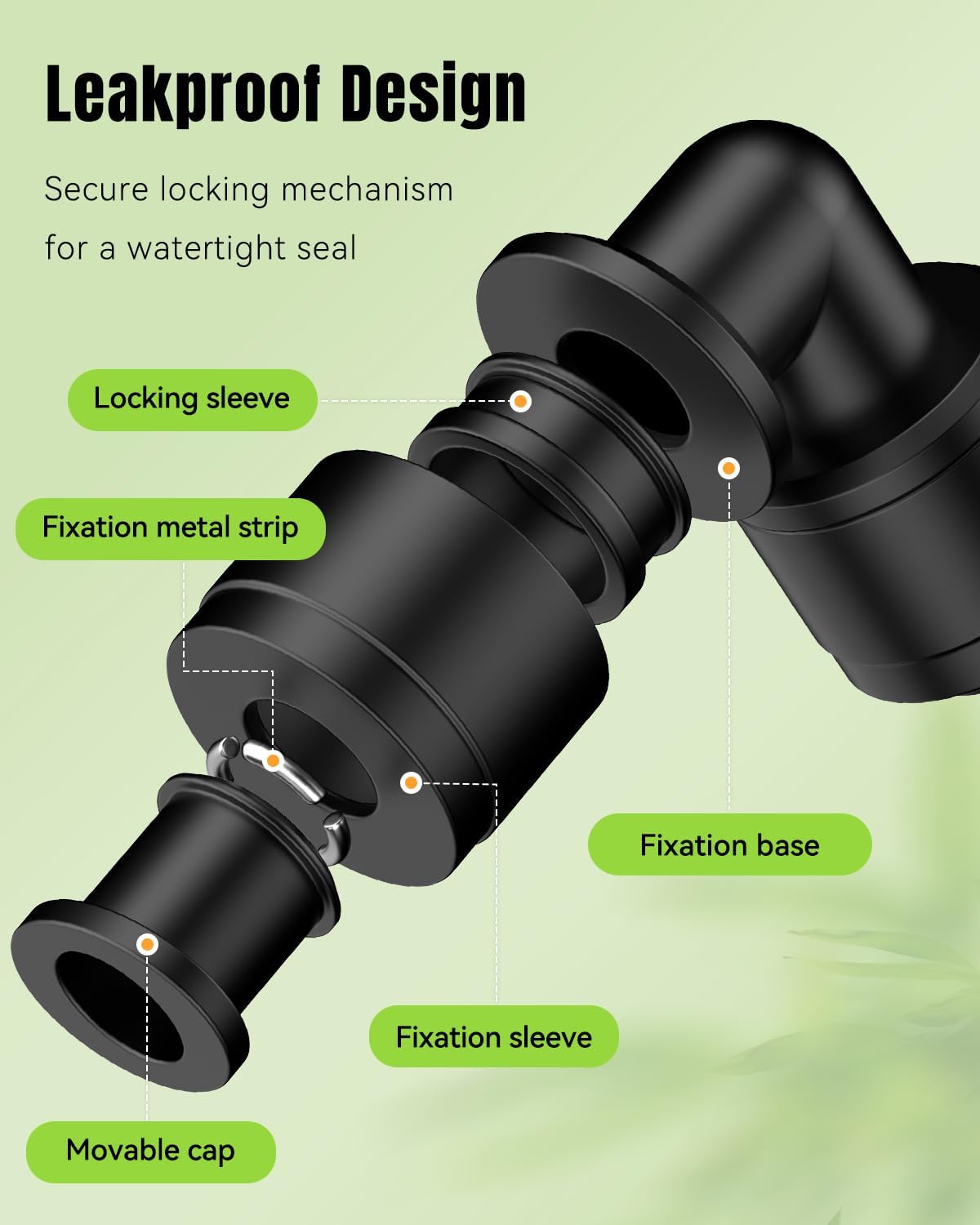 40 Pcs Quick Connect Drip Irrigation Fittings Kit for 1/4" Tubing, Push-to-Fit Drip Line Connectors Set with 10 Tees, 10 Couplings, 10 Elbows & 10 End Plugs, Anti-Leak Drip Irrigation Parts