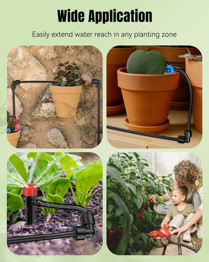 40 Pcs Quick Connect Drip Irrigation Fittings Kit for 1/4" Tubing, Push-to-Fit Drip Line Connectors Set with 10 Tees, 10 Couplings, 10 Elbows & 10 End Plugs, Anti-Leak Drip Irrigation Parts