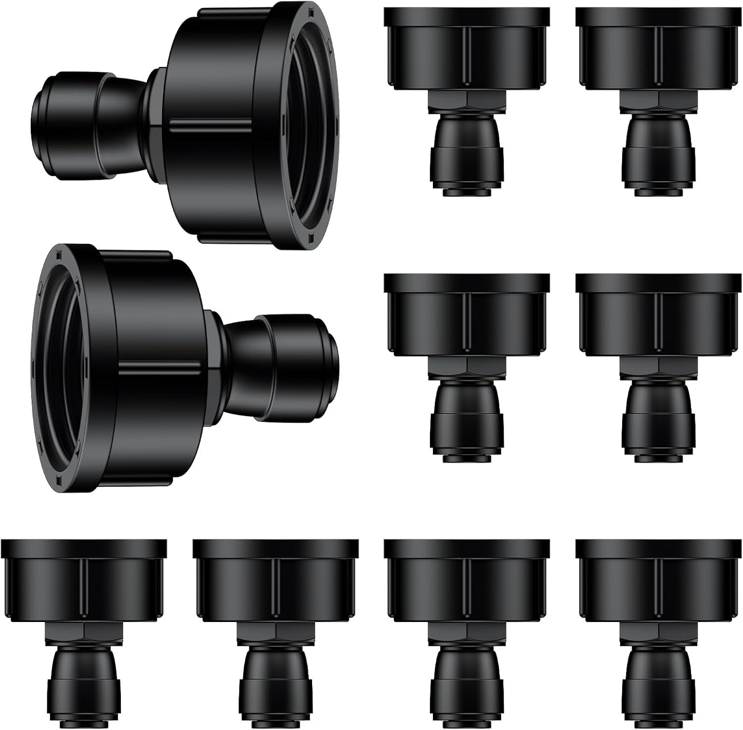 40 Pcs Quick Connect Drip Irrigation Fittings Kit for 1/4" Tubing, Push-to-Fit Drip Line Connectors Set with 10 Tees, 10 Couplings, 10 Elbows & 10 End Plugs, Anti-Leak Drip Irrigation Parts