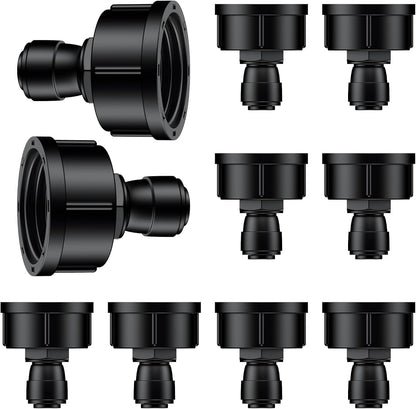 40 Pcs Quick Connect Drip Irrigation Fittings Kit for 1/4" Tubing, Push-to-Fit Drip Line Connectors Set with 10 Tees, 10 Couplings, 10 Elbows & 10 End Plugs, Anti-Leak Drip Irrigation Parts