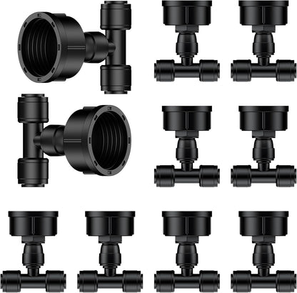 40 Pcs Quick Connect Drip Irrigation Fittings Kit for 1/4" Tubing, Push-to-Fit Drip Line Connectors Set with 10 Tees, 10 Couplings, 10 Elbows & 10 End Plugs, Anti-Leak Drip Irrigation Parts