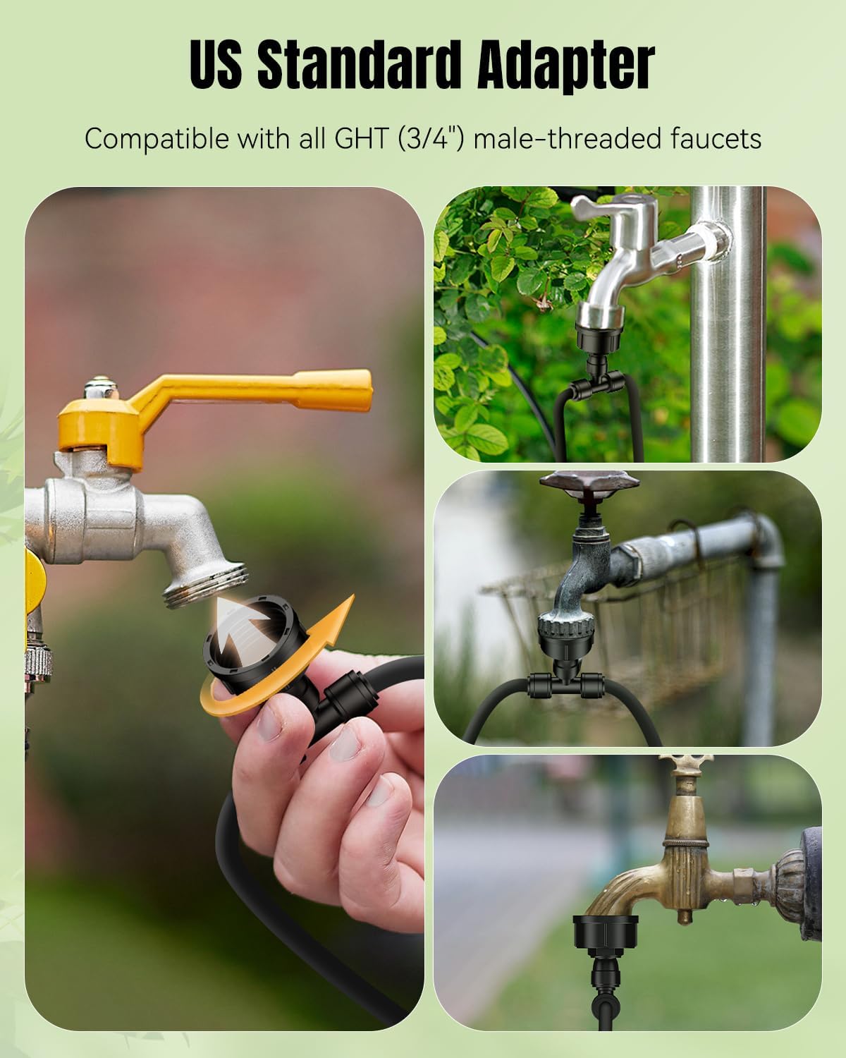 40 Pcs Quick Connect Drip Irrigation Fittings Kit for 1/4" Tubing, Push-to-Fit Drip Line Connectors Set with 10 Tees, 10 Couplings, 10 Elbows & 10 End Plugs, Anti-Leak Drip Irrigation Parts