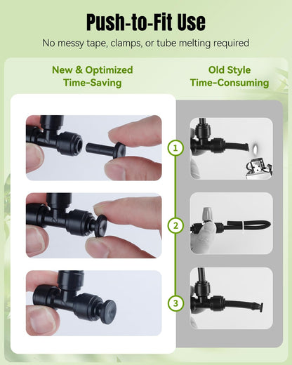 40 Pcs Quick Connect Drip Irrigation Fittings Kit for 1/4" Tubing, Push-to-Fit Drip Line Connectors Set with 10 Tees, 10 Couplings, 10 Elbows & 10 End Plugs, Anti-Leak Drip Irrigation Parts
