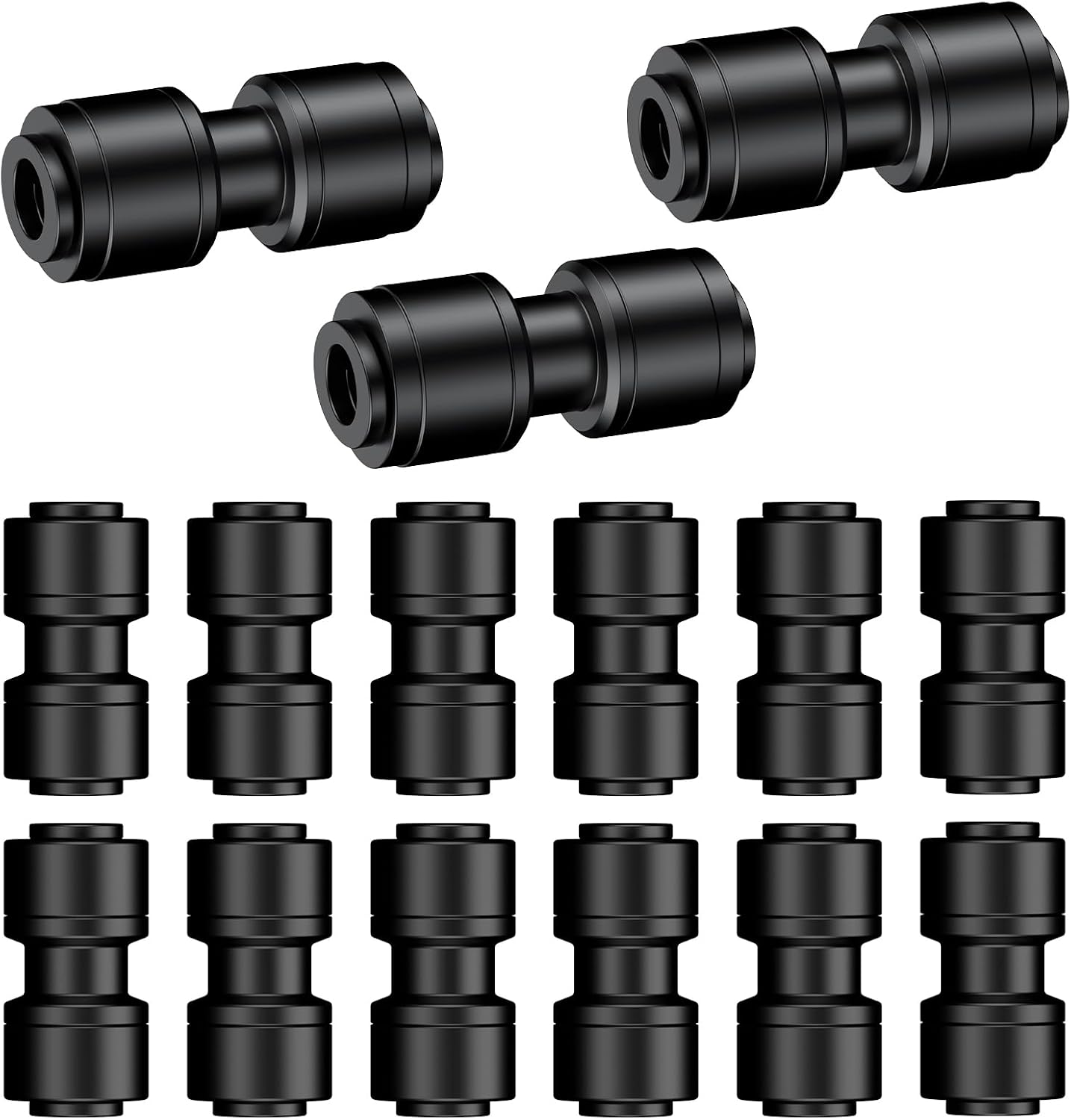 40 Pcs Quick Connect Drip Irrigation Fittings Kit for 1/4" Tubing, Push-to-Fit Drip Line Connectors Set with 10 Tees, 10 Couplings, 10 Elbows & 10 End Plugs, Anti-Leak Drip Irrigation Parts