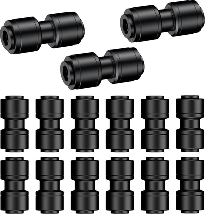 40 Pcs Quick Connect Drip Irrigation Fittings Kit for 1/4" Tubing, Push-to-Fit Drip Line Connectors Set with 10 Tees, 10 Couplings, 10 Elbows & 10 End Plugs, Anti-Leak Drip Irrigation Parts