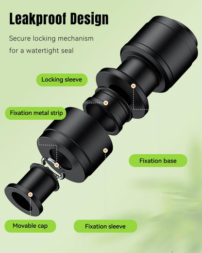 40 Pcs Quick Connect Drip Irrigation Fittings Kit for 1/4" Tubing, Push-to-Fit Drip Line Connectors Set with 10 Tees, 10 Couplings, 10 Elbows & 10 End Plugs, Anti-Leak Drip Irrigation Parts