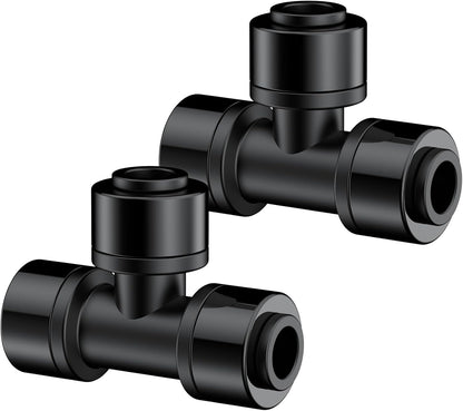 40 Pcs Quick Connect Drip Irrigation Fittings Kit for 1/4" Tubing, Push-to-Fit Drip Line Connectors Set with 10 Tees, 10 Couplings, 10 Elbows & 10 End Plugs, Anti-Leak Drip Irrigation Parts