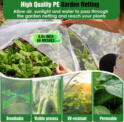10 X 50FT Garden Mesh Netting Ultra Fine Mesh Netting Pest Barrier, Insect Bug Bird Netting for Vegetables Fruit Flower Garden Protection, Thickened 60 Mesh Row Covers Fabric Screen from Birds Bugs