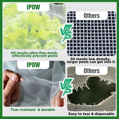 10 X 50FT Garden Mesh Netting Ultra Fine Mesh Netting Pest Barrier, Insect Bug Bird Netting for Vegetables Fruit Flower Garden Protection, Thickened 60 Mesh Row Covers Fabric Screen from Birds Bugs