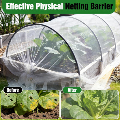 10 X 50FT Garden Mesh Netting Ultra Fine Mesh Netting Pest Barrier, Insect Bug Bird Netting for Vegetables Fruit Flower Garden Protection, Thickened 60 Mesh Row Covers Fabric Screen from Birds Bugs