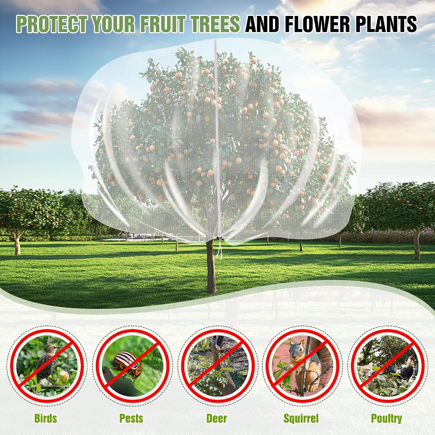 10 X 50FT Garden Mesh Netting Ultra Fine Mesh Netting Pest Barrier, Insect Bug Bird Netting for Vegetables Fruit Flower Garden Protection, Thickened 60 Mesh Row Covers Fabric Screen from Birds Bugs