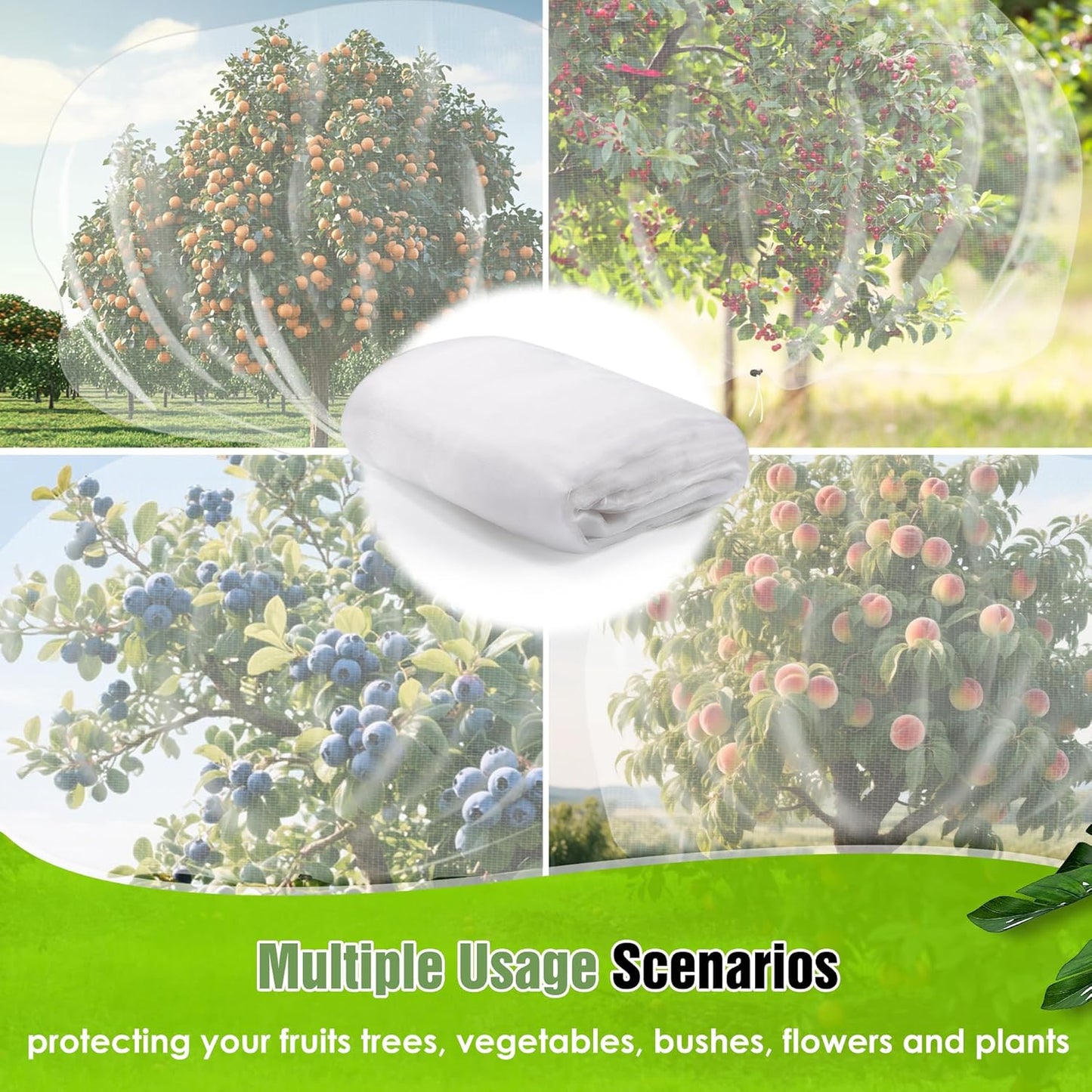 10 X 50FT Garden Mesh Netting Ultra Fine Mesh Netting Pest Barrier, Insect Bug Bird Netting for Vegetables Fruit Flower Garden Protection, Thickened 60 Mesh Row Covers Fabric Screen from Birds Bugs