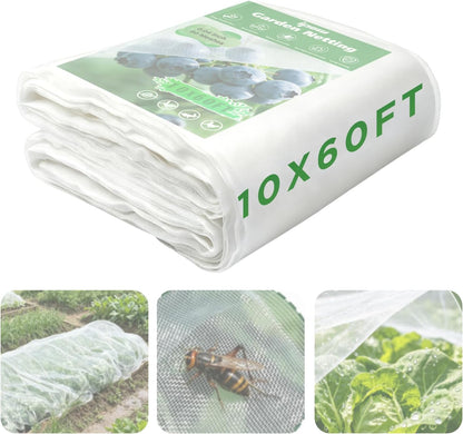 10 X 50FT Garden Mesh Netting Ultra Fine Mesh Netting Pest Barrier, Insect Bug Bird Netting for Vegetables Fruit Flower Garden Protection, Thickened 60 Mesh Row Covers Fabric Screen from Birds Bugs