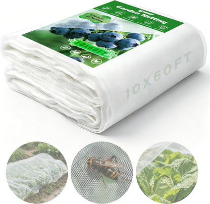 10 X 50FT Garden Mesh Netting Ultra Fine Mesh Netting Pest Barrier, Insect Bug Bird Netting for Vegetables Fruit Flower Garden Protection, Thickened 60 Mesh Row Covers Fabric Screen from Birds Bugs