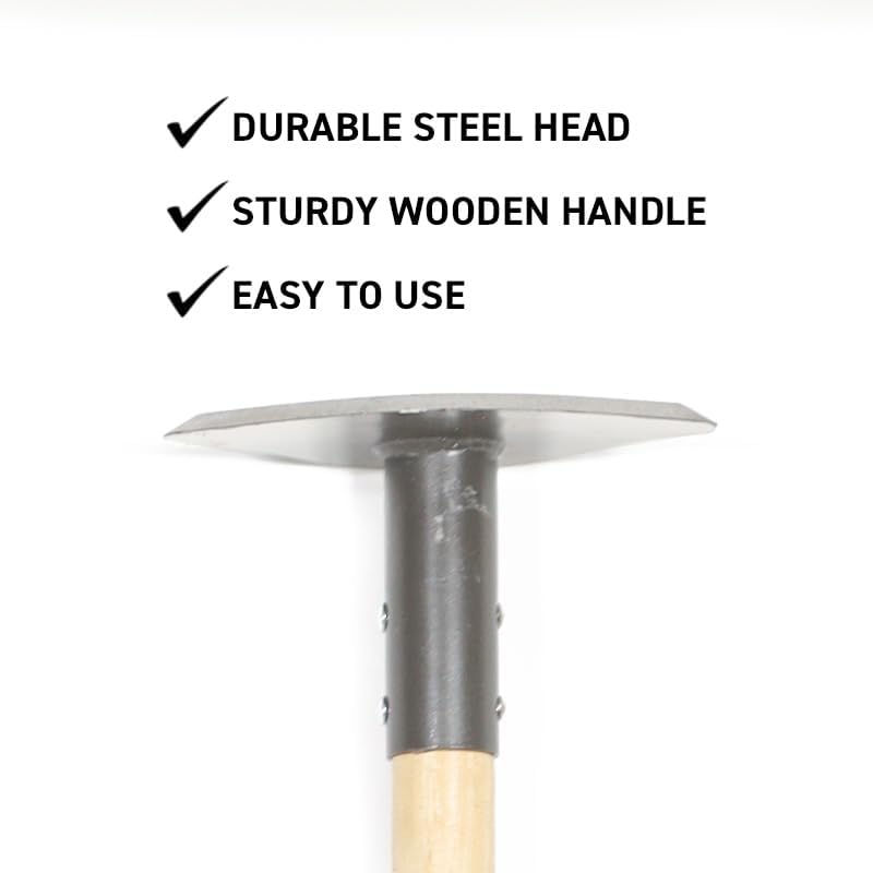 7" Field Hoe with Wood Handle for Weeding and Cultivating, Steel Gardening Tool