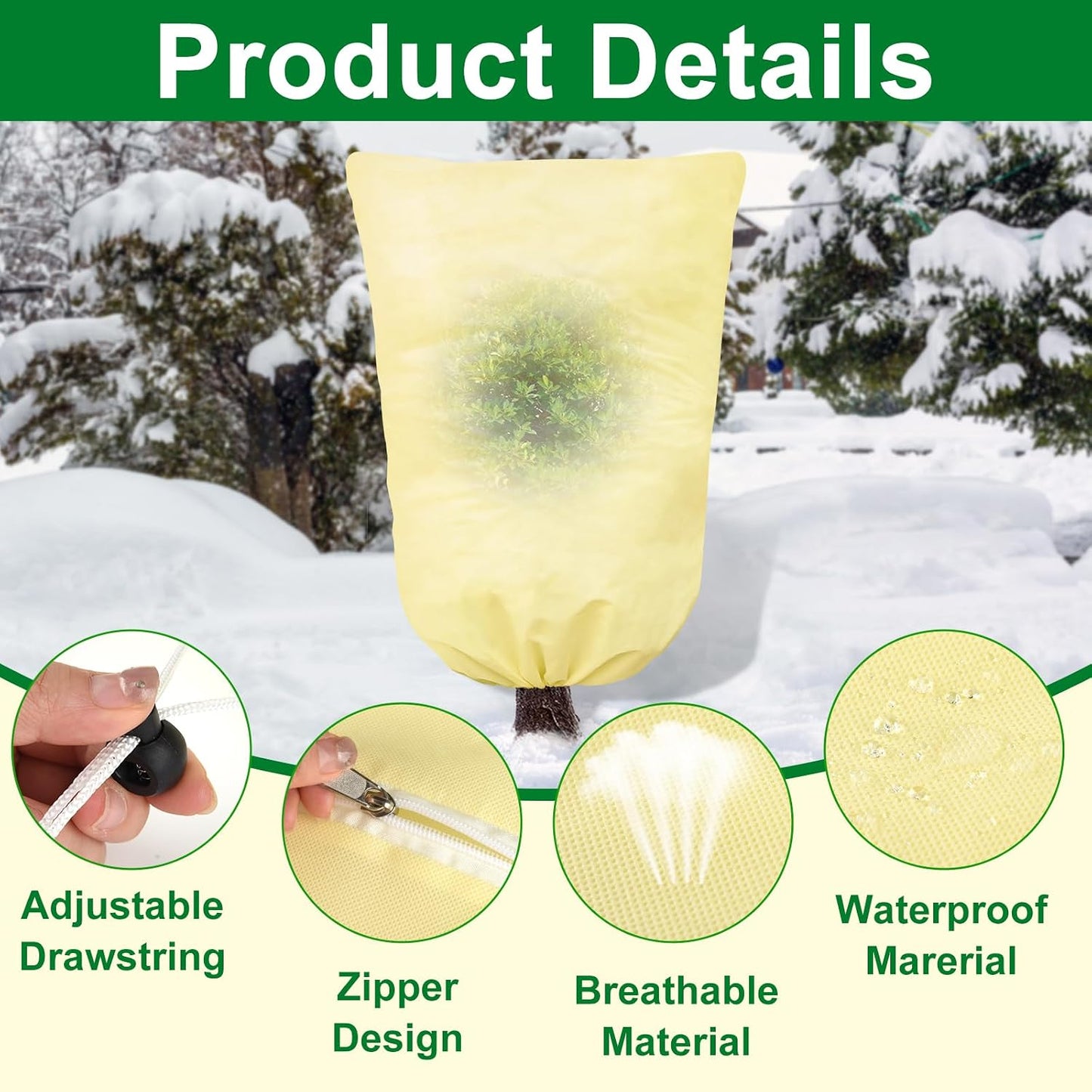 2 Packs Plant Covers for Winter 31"Wx47"H, Shrub Covers for Winter
