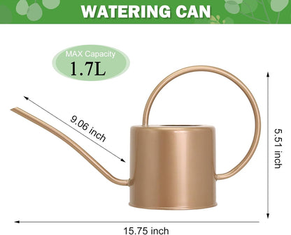 Indoor Watering Can for Houseplants- Long Spout Metal Watering Can for Indoor Plants,Succulents or Outdoor Garden Flower, 1.7L / 40 oz Gold
