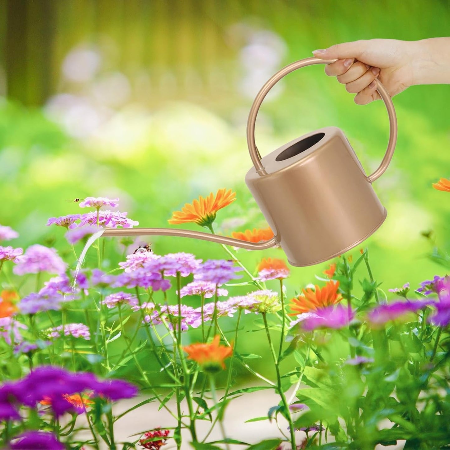 Indoor Watering Can for Houseplants- Long Spout Metal Watering Can for Indoor Plants,Succulents or Outdoor Garden Flower, 1.7L / 40 oz Gold