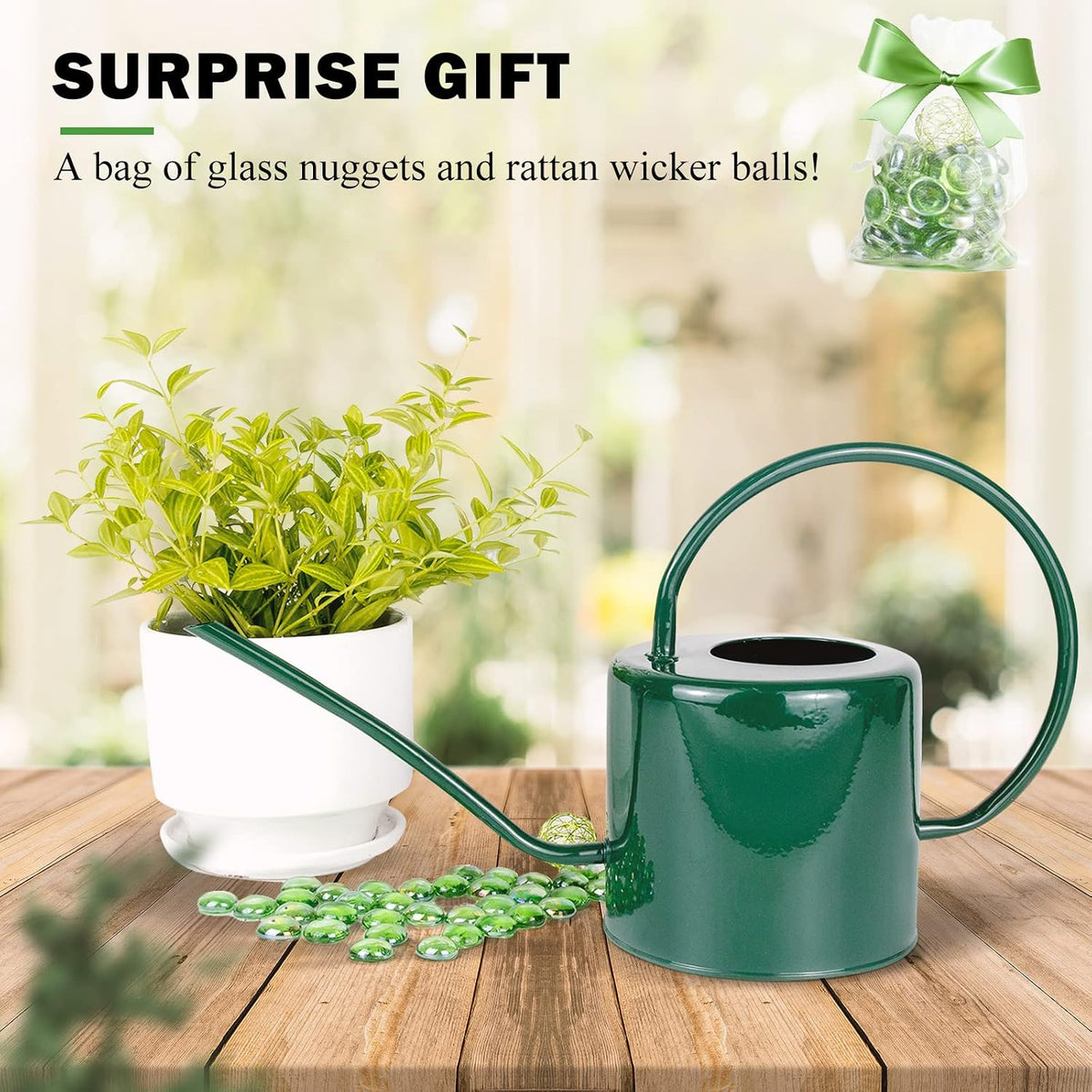 Indoor Watering Can for Houseplants- Long Spout Metal Watering Can for Indoor Plants,Succulents or Outdoor Garden Flower, 1.7L / 40 oz Gold
