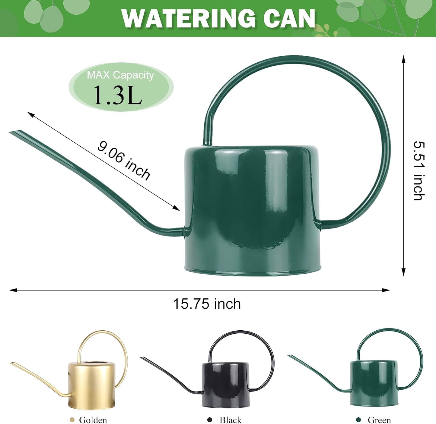 Indoor Watering Can for Houseplants- Long Spout Metal Watering Can for Indoor Plants,Succulents or Outdoor Garden Flower, 1.7L / 40 oz Gold