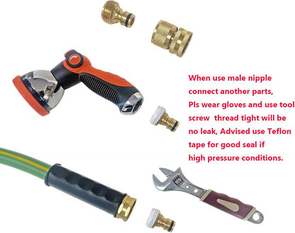 Garden Hose Quick Connect Solid Brass Quick Connector Garden Hose Fitting Water Hose Connectors Garden Hose Disconnect 3/4 inch GHT (2Sets) (2Female+2Male)