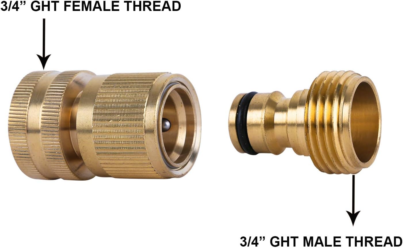 Garden Hose Quick Connect Solid Brass Quick Connector Garden Hose Fitting Water Hose Connectors Garden Hose Disconnect 3/4 inch GHT (2Sets) (2Female+2Male)
