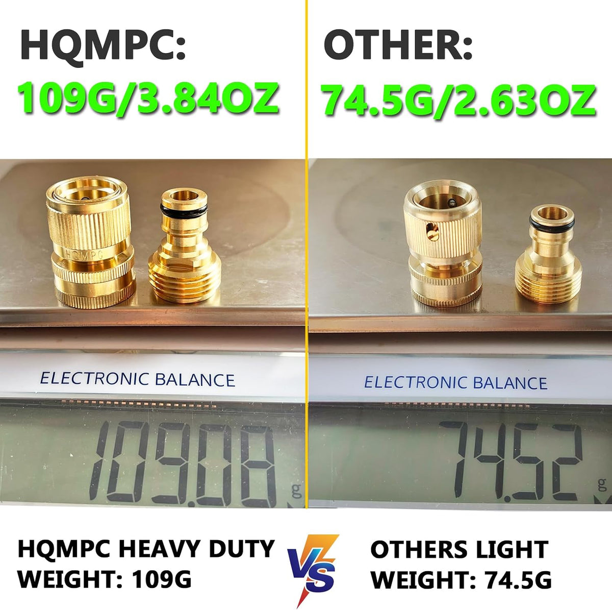 Garden Hose Quick Connect Solid Brass Quick Connector Garden Hose Fitting Water Hose Connectors Garden Hose Disconnect 3/4 inch GHT (2Sets) (2Female+2Male)
