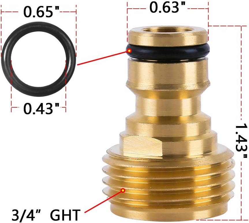 Garden Hose Quick Connect Solid Brass Quick Connector Garden Hose Fitting Water Hose Connectors Garden Hose Disconnect 3/4 inch GHT (2Sets) (2Female+2Male)