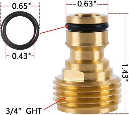 Garden Hose Quick Connect Solid Brass Quick Connector Garden Hose Fitting Water Hose Connectors Garden Hose Disconnect 3/4 inch GHT (2Sets) (2Female+2Male)