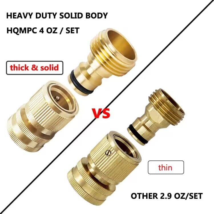 Garden Hose Quick Connect Solid Brass Quick Connector Garden Hose Fitting Water Hose Connectors Garden Hose Disconnect 3/4 inch GHT (2Sets) (2Female+2Male)