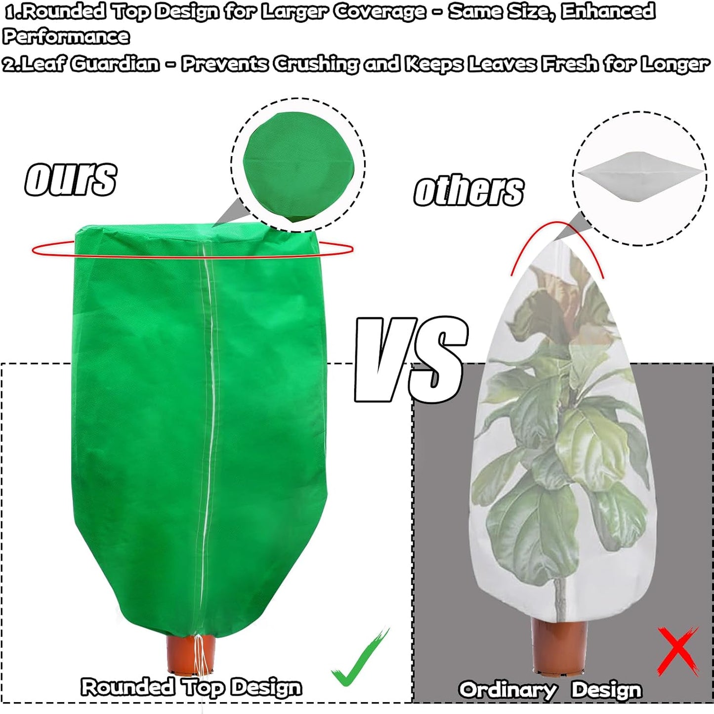 Plant Covers Freeze Protection 4 Packs 47" x32" Winter Rounded Top Frost Cloth Plant Covers Freeze Protection for Outdoor Plants with Zipper and Drawstring
