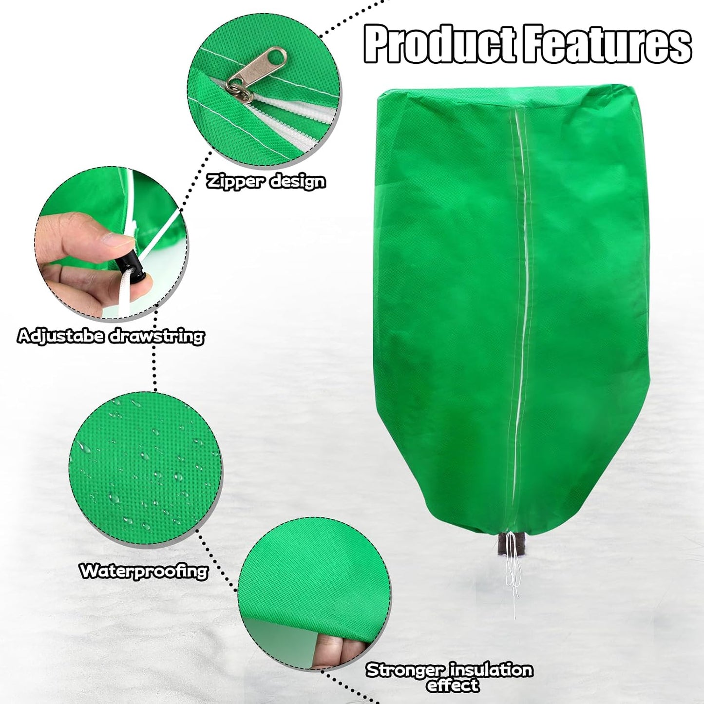 Plant Covers Freeze Protection 4 Packs 47" x32" Winter Rounded Top Frost Cloth Plant Covers Freeze Protection for Outdoor Plants with Zipper and Drawstring