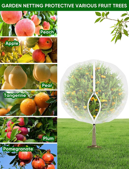 Large Fruit Trees Netting Cicadas - 2Pcs 3.3X3.3FT with Zipper and Drawstring,bird Mesh Covers for blueberry bushes,Garden Apple Pear Peach Orange Tree Fruit Tomato Bug Plant Protection (2, 3.3X3.3FT)