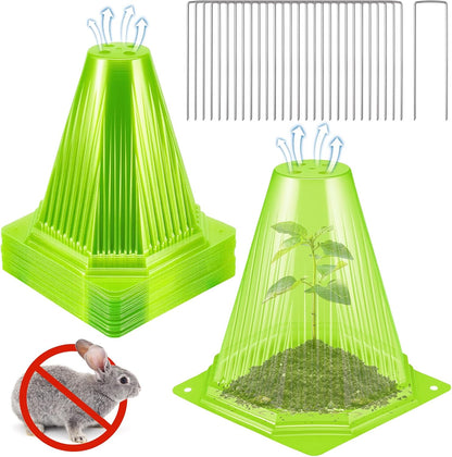 25PCS Garden Cloches for Plants with 50PCS Ground Stakes,Reusable Plant Bell Cover,Plastic Small Plant Seedling Protector Plants Cloches from Animals,Chickens, Birds,Snails & Frost,7.9" H X 6.7" D