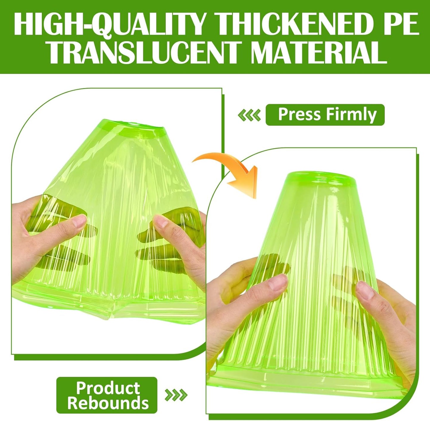 25PCS Garden Cloches for Plants with 50PCS Ground Stakes,Reusable Plant Bell Cover,Plastic Small Plant Seedling Protector Plants Cloches from Animals,Chickens, Birds,Snails & Frost,7.9" H X 6.7" D