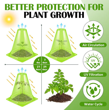 25PCS Garden Cloches for Plants with 50PCS Ground Stakes,Reusable Plant Bell Cover,Plastic Small Plant Seedling Protector Plants Cloches from Animals,Chickens, Birds,Snails & Frost,7.9" H X 6.7" D