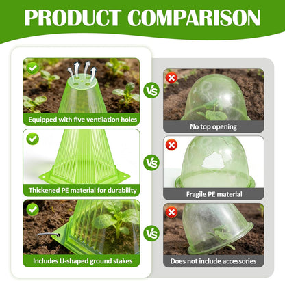 25PCS Garden Cloches for Plants with 50PCS Ground Stakes,Reusable Plant Bell Cover,Plastic Small Plant Seedling Protector Plants Cloches from Animals,Chickens, Birds,Snails & Frost,7.9" H X 6.7" D