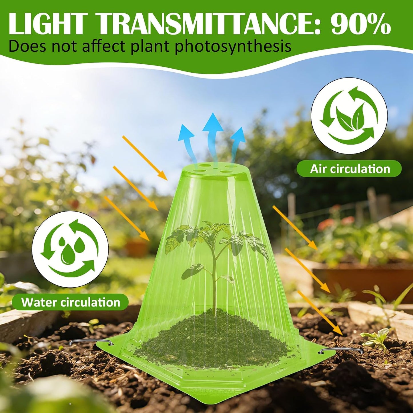 25PCS Garden Cloches for Plants with 50PCS Ground Stakes,Reusable Plant Bell Cover,Plastic Small Plant Seedling Protector Plants Cloches from Animals,Chickens, Birds,Snails & Frost,7.9" H X 6.7" D
