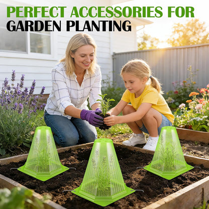 25PCS Garden Cloches for Plants with 50PCS Ground Stakes,Reusable Plant Bell Cover,Plastic Small Plant Seedling Protector Plants Cloches from Animals,Chickens, Birds,Snails & Frost,7.9" H X 6.7" D