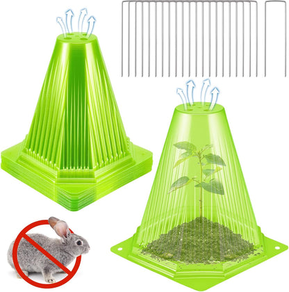 25PCS Garden Cloches for Plants with 50PCS Ground Stakes,Reusable Plant Bell Cover,Plastic Small Plant Seedling Protector Plants Cloches from Animals,Chickens, Birds,Snails & Frost,7.9" H X 6.7" D