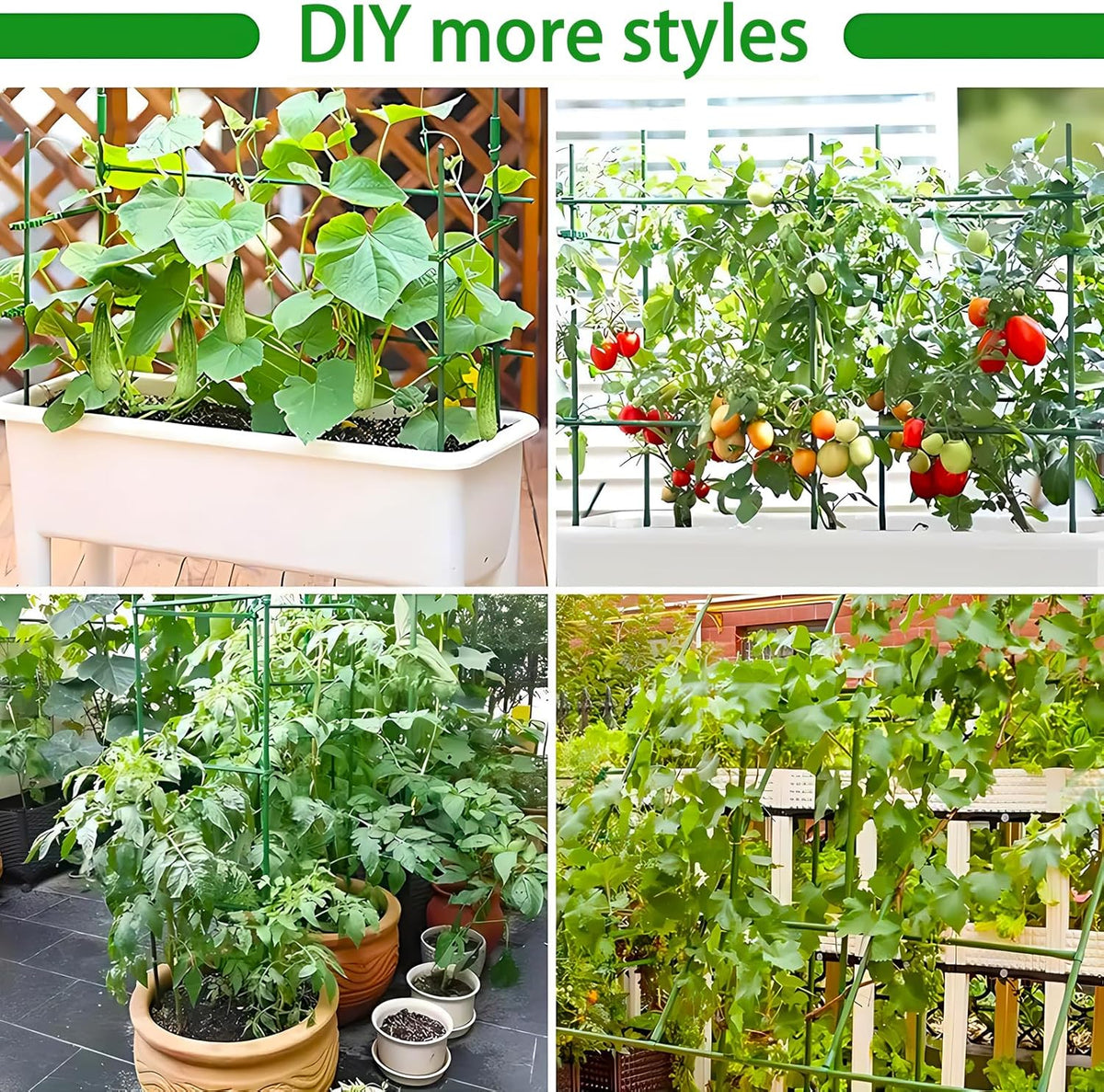 143 Pcs Garden Stakes Set,32 Sets of Fiberglass Plant Stakes Sticks,DIY 3ft 4ft 5ft 6ft 7ft Sturdy Plant Stakes for Tomato Vegetables, Sticks Support for Indoor Outdoor Plants Gardening Supplies