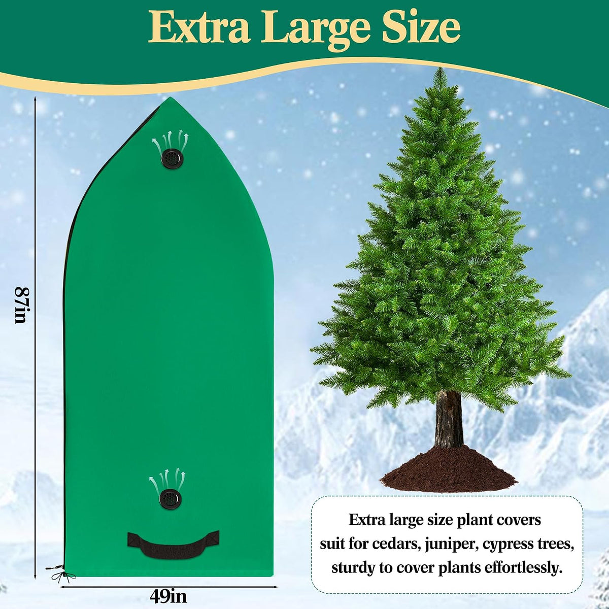Zip A Plant Covers Freeze Protection, Winter Cold Weather Frost Blankets with Drawstring, Zip-Up Warm Plant Cover for Cedars, Juniper, Cypress Trees and Christmas Tree (1, Green)