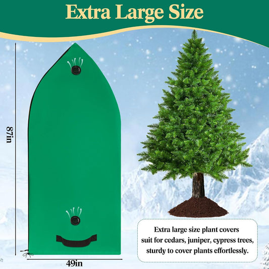 Zip A Plant Covers Freeze Protection, Winter Cold Weather Frost Blankets with Drawstring, Zip-Up Warm Plant Cover for Cedars, Juniper, Cypress Trees and Christmas Tree (1, Green)