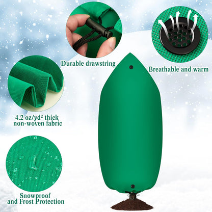 Zip A Plant Covers Freeze Protection, Winter Cold Weather Frost Blankets with Drawstring, Zip-Up Warm Plant Cover for Cedars, Juniper, Cypress Trees and Christmas Tree (1, Green)