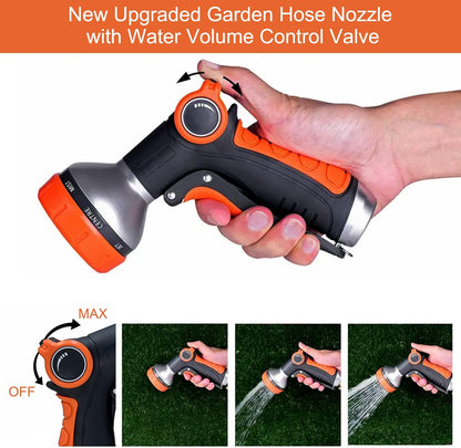 Garden Hose Nozzle Heavy Duty, High Pressure Adjustable 8 Patterns