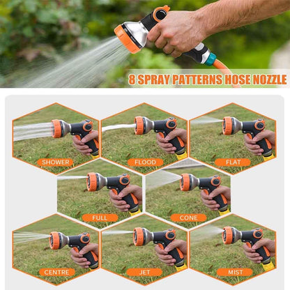 Garden Hose Nozzle Heavy Duty, High Pressure Adjustable 8 Patterns