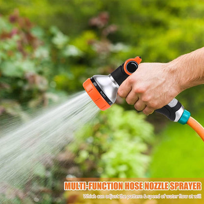 Garden Hose Nozzle Heavy Duty, High Pressure Adjustable 8 Patterns